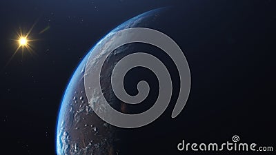 3D rendering of the process of terraforming Mars as a result of humanity colonization of the red planet Stock Photo