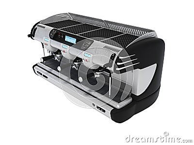3D rendering professional coffee machine for three horns with digital display on white background no shadow Stock Photo