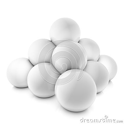 3D rendering of a pyramid made of white balls Stock Photo