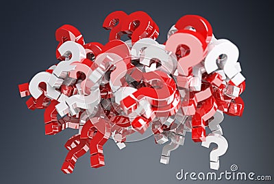 3D rendering question marks Stock Photo