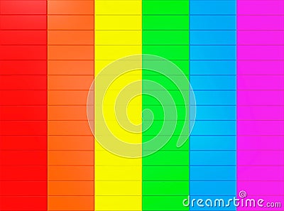 3d rendering. rainbow colorful Rectangular shape brick blocks wall background Stock Photo