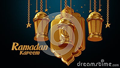 3D rendering Ramadan Kareem Lanterns 81 Cartoon Illustration