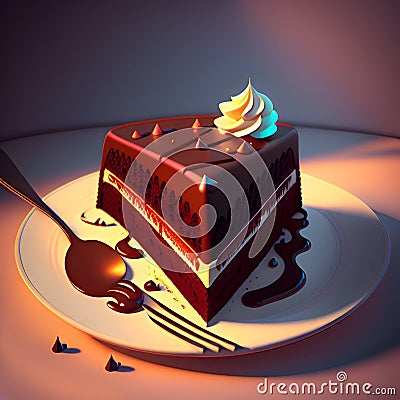 3D Rendering Realistic Chocolate Vanilla Cake Stock Photo