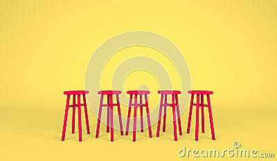 Realistic mock up of red barstool Stock Photo