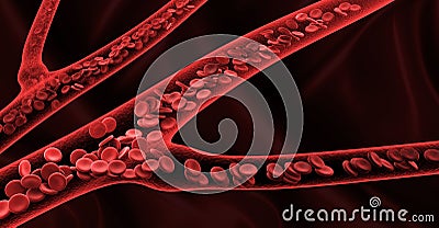 3d rendering red blood cells in vein Stock Photo