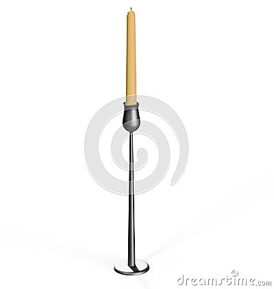 3D Rendering of red candle and candle holder Stock Photo