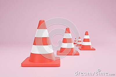 3D Rendering Red Traffic Cone Construction Isolated Unformatted Number Five Stock Photo