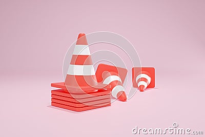 3D Rendering Red Traffic Cone Construction Isolated Unformatted Number Three Stock Photo