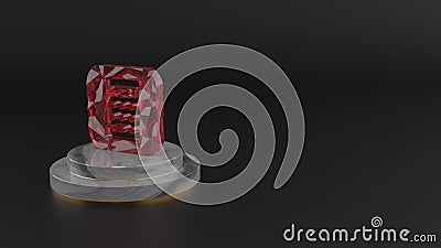 3D rendering of red gemstone icon of calculator app icon Stock Photo