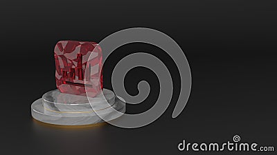 3D rendering of red gemstone icon of financial app icon Stock Photo