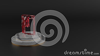 3D rendering of red gemstone symbol of agenda icon Stock Photo