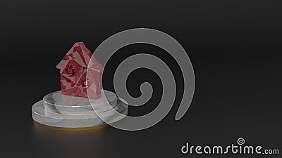 3D rendering of red gemstone symbol of mortgage icon Stock Photo