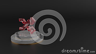3D rendering of red gemstone symbol of random icon Stock Photo