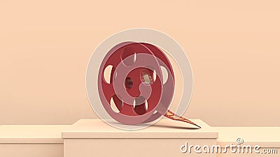 3d rendering red gold film roll cream scene movie cinema filmmaker concept Stock Photo