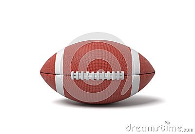 3d rendering of a red oval ball for American football on a white background. Stock Photo