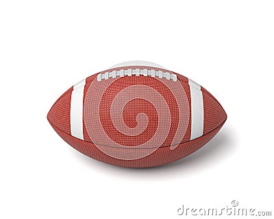 3d rendering of a red oval ball for American football on a white background. Stock Photo