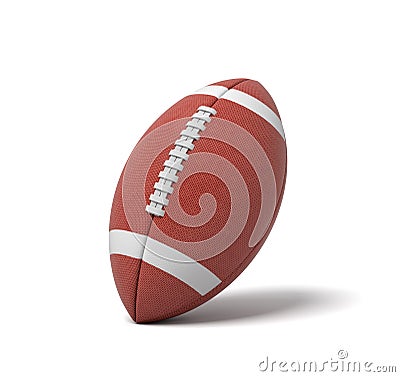 3d rendering of a red oval ball for American football on a white background. Stock Photo