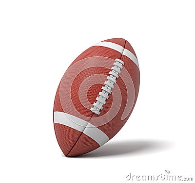 3d rendering of a red oval ball for American football on a white background. Stock Photo