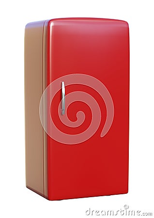 3D Rendering Red Rrefrigerator on White Stock Photo