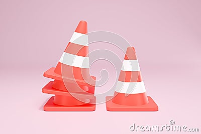 3D Rendering Red Traffic Cone Construction Isolated Unformatted Number Two Stock Photo