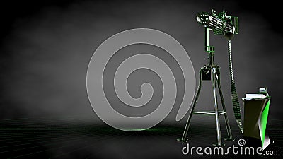 3d rendering of a reflective shoot gun with green outlined lines Stock Photo