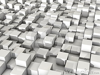 3d rendering render white cubic reflection reflections shiny glossy random level surface background shadows lights Stock Photo