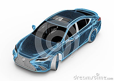 3D rendering representing an x-ray of a car Stock Photo