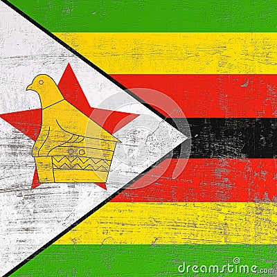 Scratched Republic of Zimbabwe flag Stock Photo