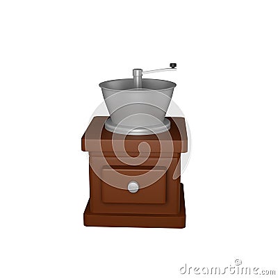 3D Rendering Retro Coffee Grinder Over White Stock Photo