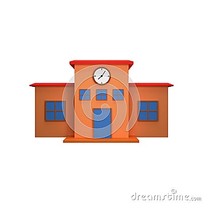 3D Rendering Retro Educational Building Icon In Orange Stock Photo