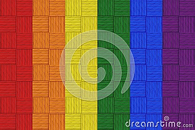 3d rendering. retro lgbt rainbow mosaic color style square tile pattern wall design background. Stock Photo