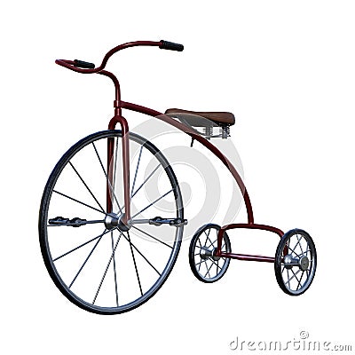 3D Rendering Retro Tricycle on White Stock Photo