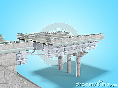 3d rendering road construction on blue background with shadow Stock Photo