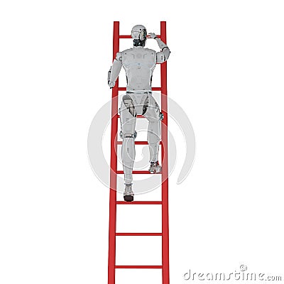 Robot climb ladder Stock Photo