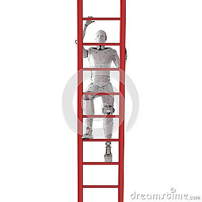 Robot climb ladder Stock Photo