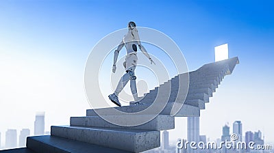 Robot walk to target Stock Photo