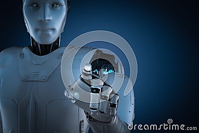 Robot finger point Stock Photo