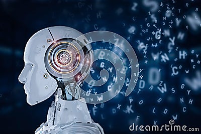 Robot learning or machine learning Stock Photo