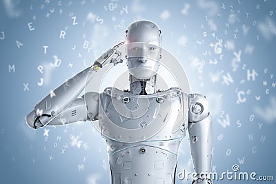 Robot learning or machine learning Stock Photo