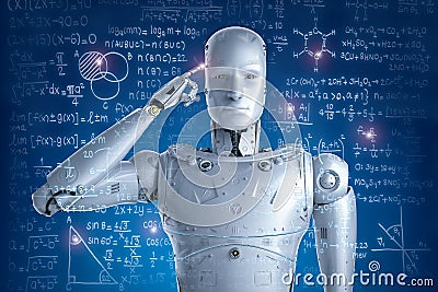 Robot solving problems Stock Photo