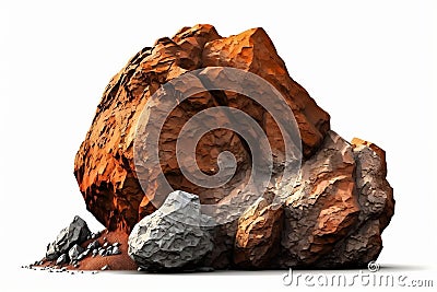 3d rendering of Rock Stone Boulder Mountain Clay isolated on transparent background, Generative AI Stock Photo