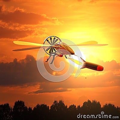 3d rendering rocket launcher a lot of bombs Stock Photo