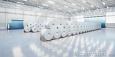 3d rendering of roll steel inside factory Stock Photo