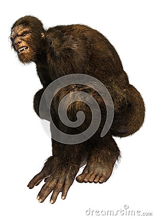 3D Rendering Sasquatch on White Stock Photo