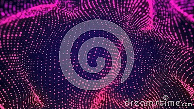 3d rendering, science fiction, glowing particles. Particles form line and surface grid, microcosm or space Stock Photo