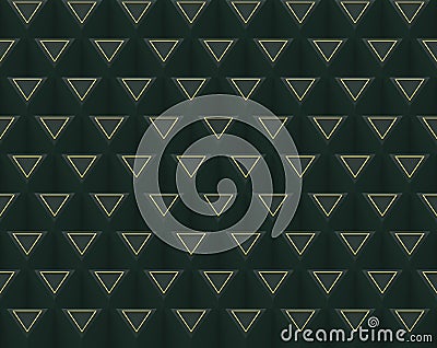 3d rendering. seamless gastby style of golden triangle on cube pattern stack wall background Stock Photo