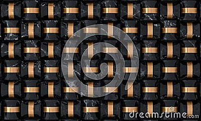 3d rendering. seamless modern black shape pattern wall background. Stock Photo