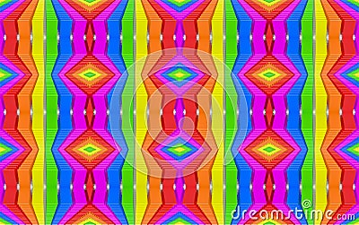 3d rendering. seamless vintage lgbt rainbow color design abstract shape pattern art wall background. Stock Photo