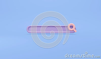 3D Rendering of search bar magnifier icon on background concept of searching on internet. Cartoon Illustration