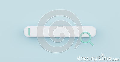 3D rendering search bar with magnifier isolated on light blue background banner. Web navigation and UI concept Stock Photo